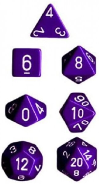 Chessex Opaque Polyhedral 7-Die Set - Purple with White