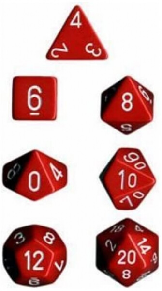 Chessex Opaque Polyhedral 7-Die Set - Red with White