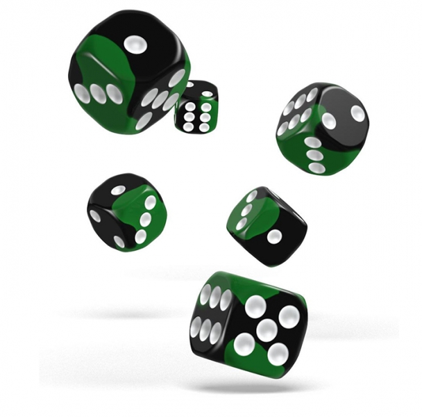 Set of Oakie Doakie Dice Glow in the Dark 16 mm D6 - Biohazard 12 pcs