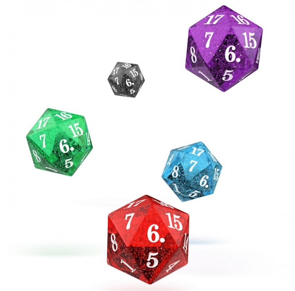 Set of Oakie Doakie Dice D20 Spindown - Speckled 5 pcs