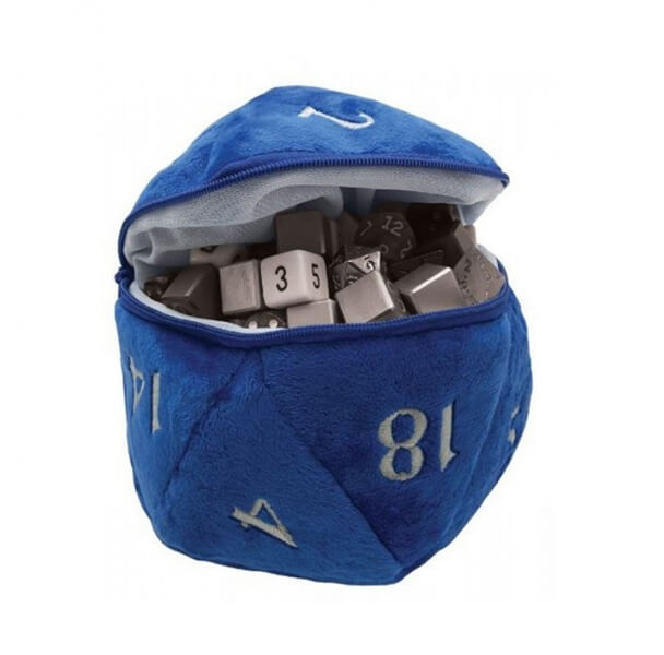 D20 plush dice bag - blue