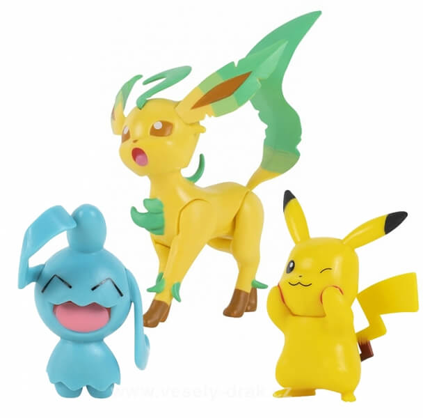 Pokémon action figures Pikachu, Wynaut and Leafeon 5 - 8 cm