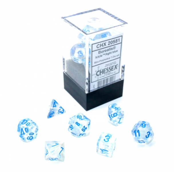 Chessex Borealis Mini-Polyhedral - Icicle/Light blue Luminary 7-Die Set
