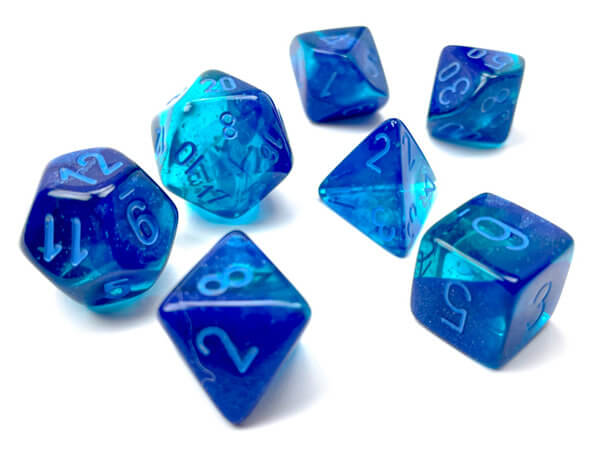 Chessex Gemini Blue-Blue/Light Blue Luminary Polyhedral 7-Die Set