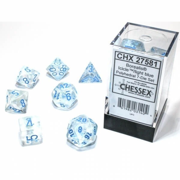 Chessex Borealis Polyhedral Icicle/Light blue Luminary 7-Die Set