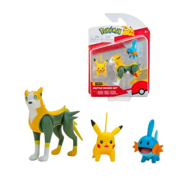 Pokémon Action Figures 3-Pack Mudkip, Pikachu and Boltund 5cm