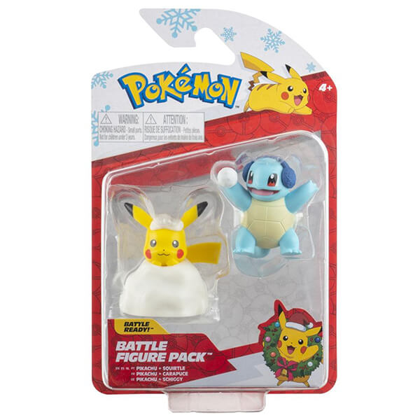 Pokémon action figures Pikachu and Squirtle (Merry Christmas) - 5 cm