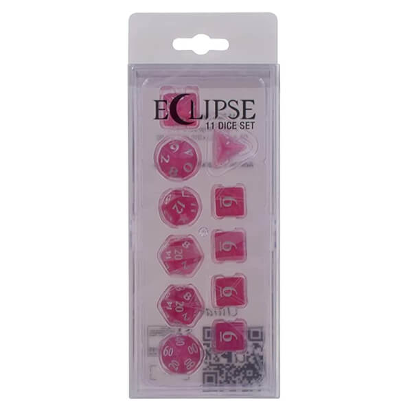 UltraPro Eclipse Acrylic RPG Dice Set with Box - 11 pcs - Hot Pink