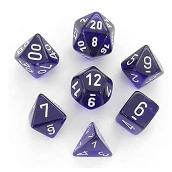 Chessex Translucent Purple/White Polyhedral 7-Die Set