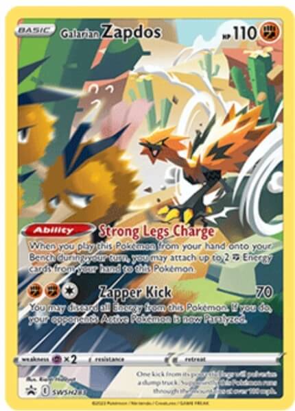 Pokémon card Galarian Zapdos from Crown Zenith Tin