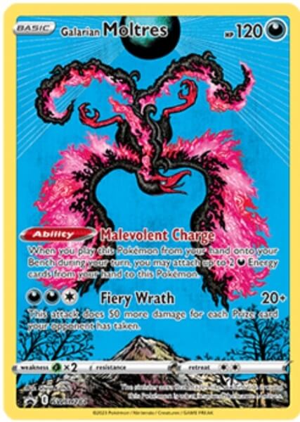 Pokémon card Galarian Moltres from Crown Zenith Tin