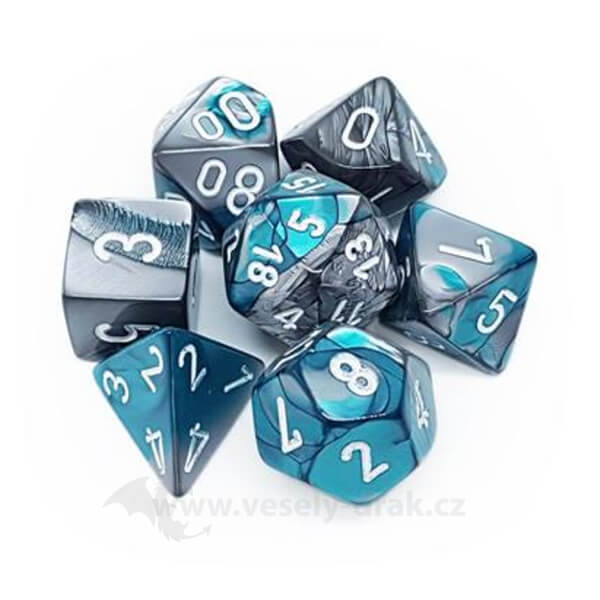 Chessex Opaque Polyhedral 7-Die Set - Steel-Teal with White