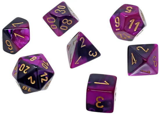 Chessex Gemini Black-Purple/Gold Mini Polyhedral 7-Die Set