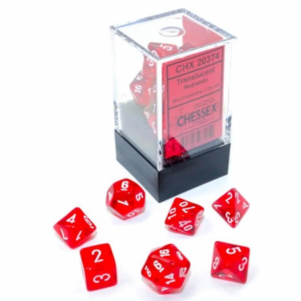 Chessex Translucent Red/White Mini Polyhedral 7-Die Set