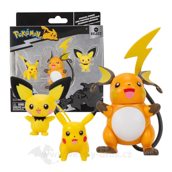 Pokémon action figures Pichu, Pikachu and Raichu 5 - 7 cm