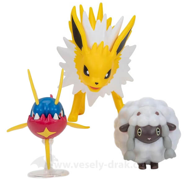 Pokémon action figures Wooloo, Carvanha, Jolteon 5 - 7 cm
