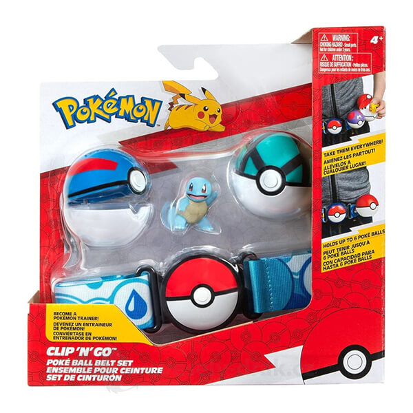 Pokémon Clip and Go set - Squirtle with belt - Great Ball + Net Ball