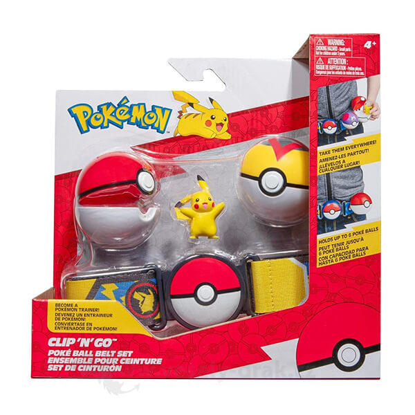 Pokémon Clip and Go set - Pikachu with belt - Poké Ball + Level Ball