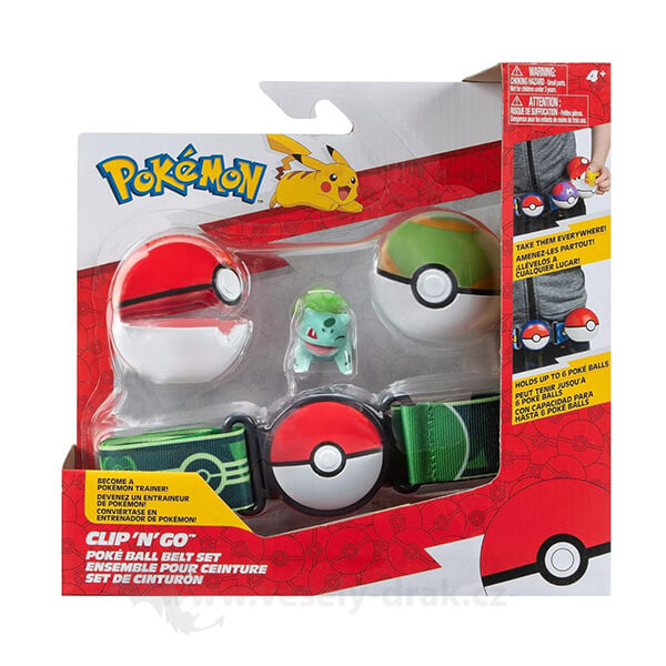 Pokémon Clip and Go set - Bulbasaur with belt - Poké Ball + Nest Ball
