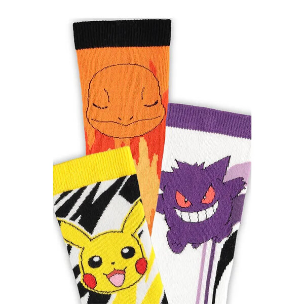 Pokémon Socks - Pikachu, Charmander, Gengar - 3-Pack