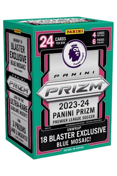 2023-2024 Panini Prizm Premier League Blaster Box (Blue Mosaic Prizms) - soccer cards