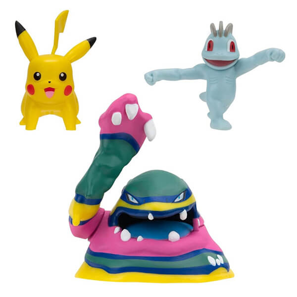 Pokémon action figures Pikachu, Alolan Muk and Machop - 5 cm