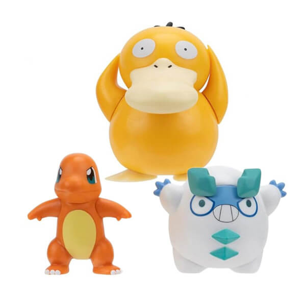 Pokémon action figures Charmander, Galarian Darumaka and Psyduck - 5 cm