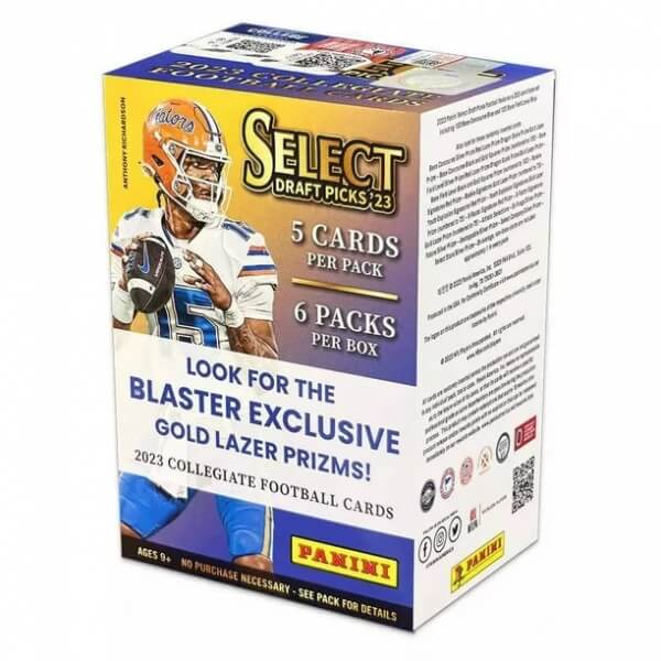 2023 Panini Select Draft Picks NFL Football Blaster Box (Gold Lazer Prizms)