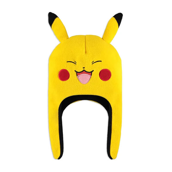 Pokémon Pikachu fleece cap over ears