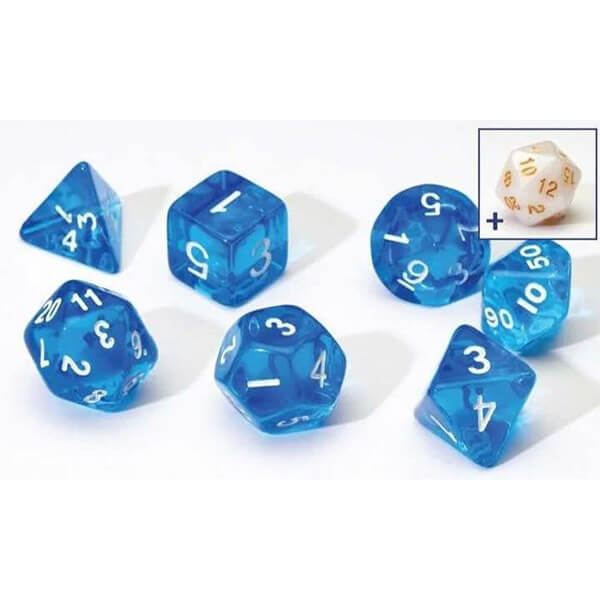 Sirius Dice Translucent - Blue - 7 pcs + 1 bonus
