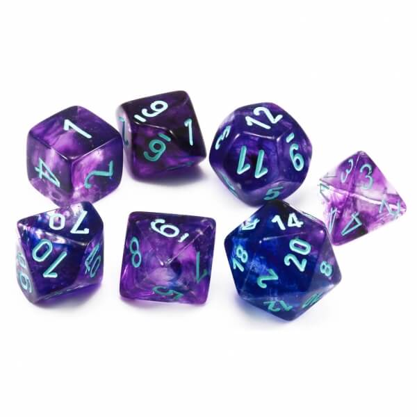 Nebula Luminary Nocturnal/Blue Mini Polyhedral Dice Set - 7 pcs