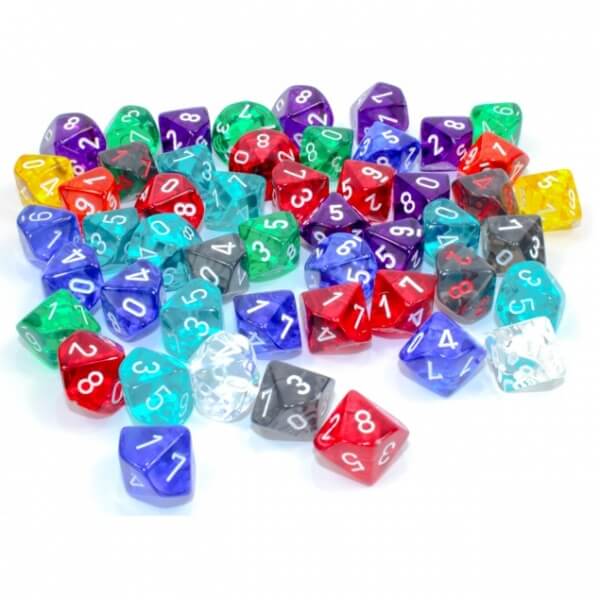 Translucent Cube D10 Loose Polyhedral Dice (29610) - 1 pcs