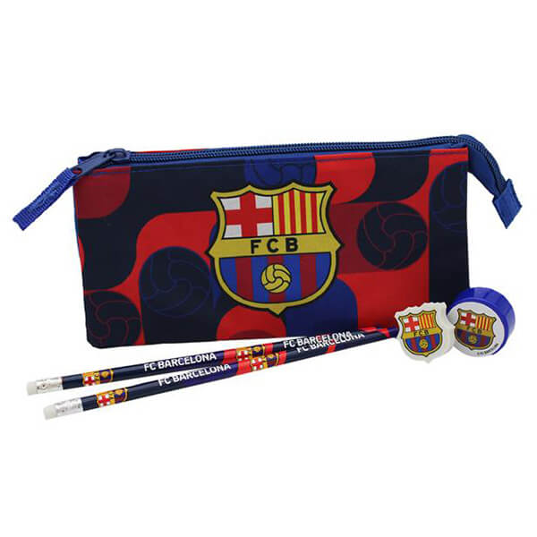 FC Barcelona - school set with pencil case (pencils, eraser + pencil sharpener)