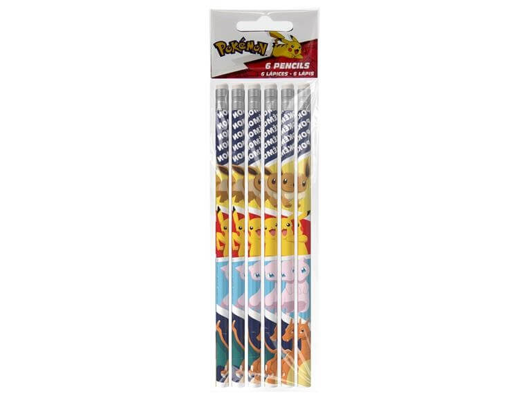 Set of Pokémon pencils with Eevee, Pikachu, Mew and Charizard - 6 pcs