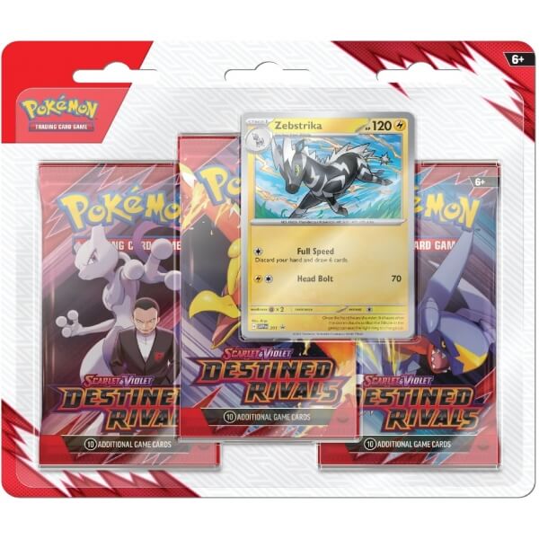 Pokémon Destined Rivals 3 Pack Blister - Zebstrika