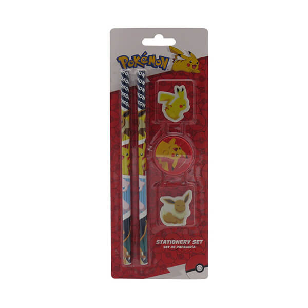 Pokémon school supplies (2x pencil, 2x eraser and pencil sharpener)