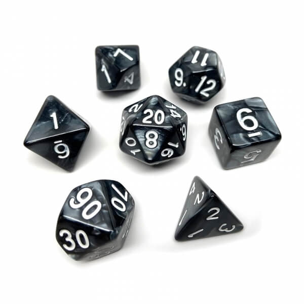 Marble Black/White Polyhedral Dice Set - 7 pieces KAD15265