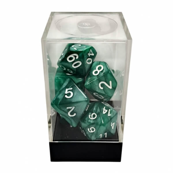 Set of Marble Green/White Polyhedral Dice - 7 pieces KAD15289