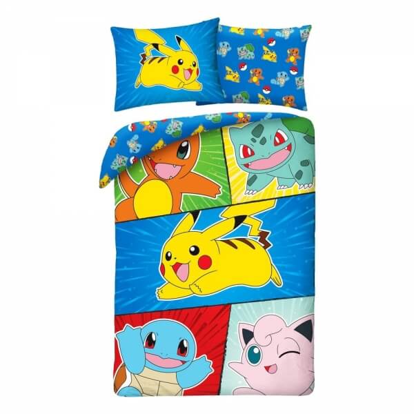 Duvet Set Pokémon - Bulbasaur, Squirtle, Charmander, Pikachu, Jigglypuff