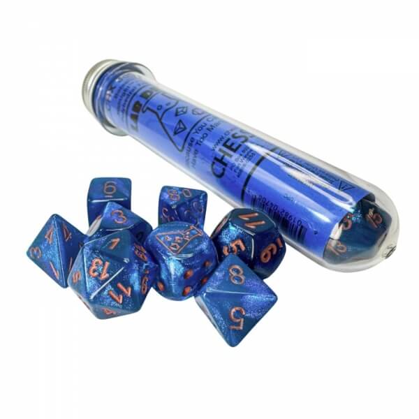 Set of Borealis Midnight/Copper Polyhedral Dice - 7 pcs - CSX30069