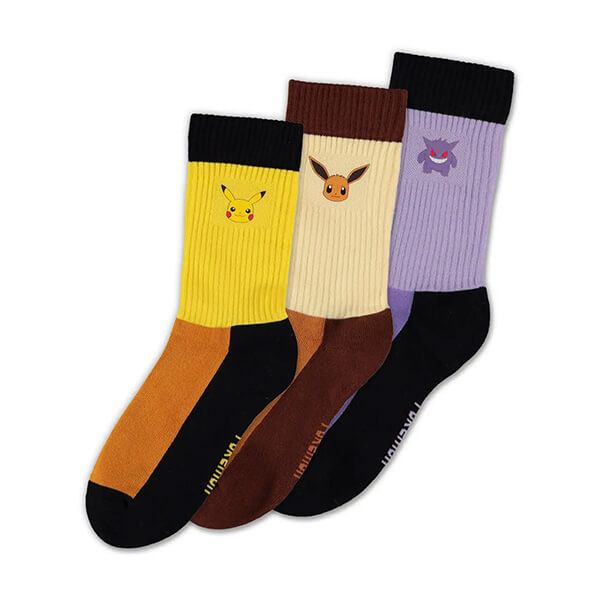 Pokémon Socks - Pikachu, Eevee, Gengar - 3-Pack