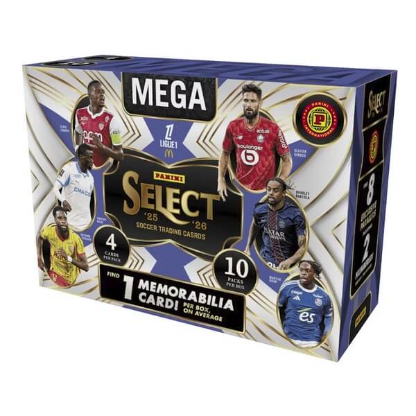 2025-2026 Panini Select Ligue 1 Soccer Hobby International Mega Box - soccer cards