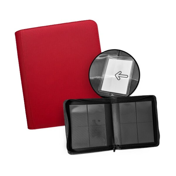 TCG Guru 4-Pocket Zip Binder for Toploaders - Xenon Red