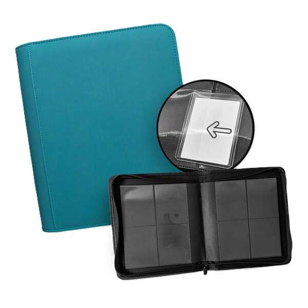 TCG Guru 4-Pocket Zip Binder for Toploaders - Xenon Turquoise