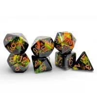 Chessex Brush Polyhedral - Deep Forest/gold 7-Die Set