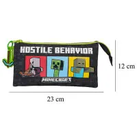Minecraft pencil case with three pockets