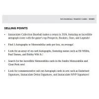 MLB 2026 Panini Immaculate Baseball Hobby Box Contents