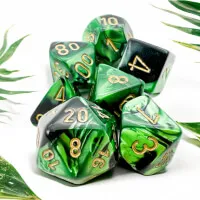 Chessex Gemini Black-Green/Gold Polyhedral 7-Die Set CHX26439