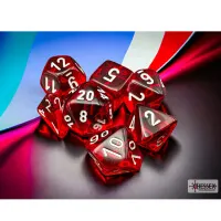 Chessex RPG Dice Set Translucent Red/white Polyhedral 7-Dice Set